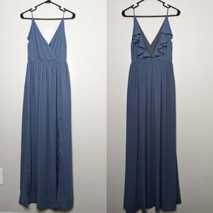 ✨3/$15  TOBI blue spaghetti strap ruffle bridesmaid maxi dress XS